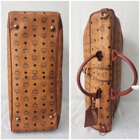 Auth MCM Cognac Visetos Men's Travel Bag - Picture 9 of 12